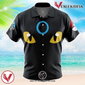 Shiny Umbreon Face Pokemon Button Up  Hawaiian Shirt