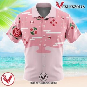 Shunsui Kyoraku Bleach Hawaiian Button Up Shirt, Perfect Gifts For Anime Lovers - Vesles2014S