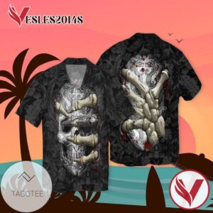 Skeleton 2 For Men And Women Graphic Print Short Sleeve Hawaiian Casual Shirt Vesles2014S