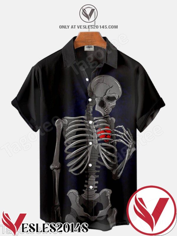 Skeleton Broken Heart Halloween Hawaiian Shirt, Unique Gifts For Friends - Vesles2014S 1