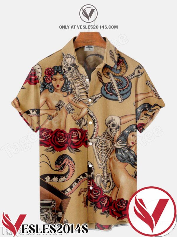 Skeleton Girl Rose And Snake Halloween Hawaiian Shirt, Unique Gifts For Friends - Vesles2014S 1