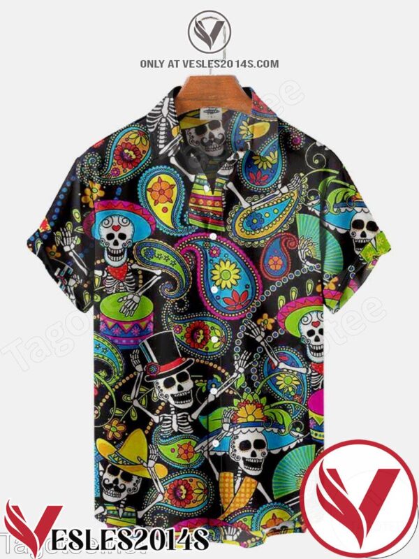 Skellington Paisley Flower Halloween Hawaiian Shirt, Unique Gifts For Friends - Vesles2014S 1