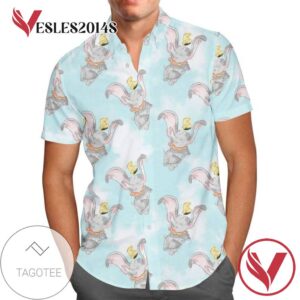 Sketch of Dumbo Cartoon Disney For men And Women Graphic Print Short Sleeve Hawaiian Casual Shirt Vesles2014S 1