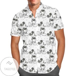 Sketch of Mickey Mouse Cartoon Disney For men And Women Graphic Print Short Sleeve Hawaiian Casual Shirt Vesles2014S 1
