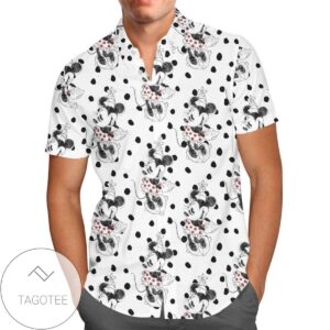Sketch of Minnie Mouse Cartoon Disney For men And Women Graphic Print Short Sleeve Hawaiian Casual Shirt Vesles2014S