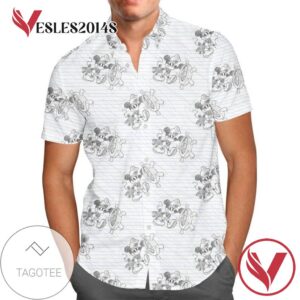 Sketch of Steamboat Mickey Disney For men And Women Graphic Print Short Sleeve Hawaiian Casual Shirt Vesles2014S 1