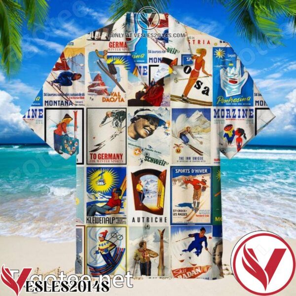 Ski Posters Collection Hawaiian Shirt, Unique Gifts For Friends - Vesles2014S 1