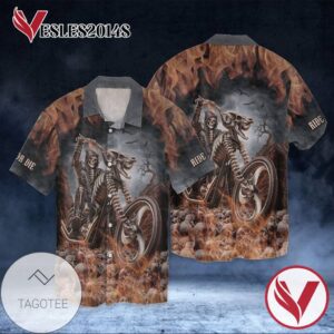 Skull And Biker Ride Or Die Gift For Men And Women Graphic Print Short Sleeve Hawaiian Casual Shirt Vesles2014S 1