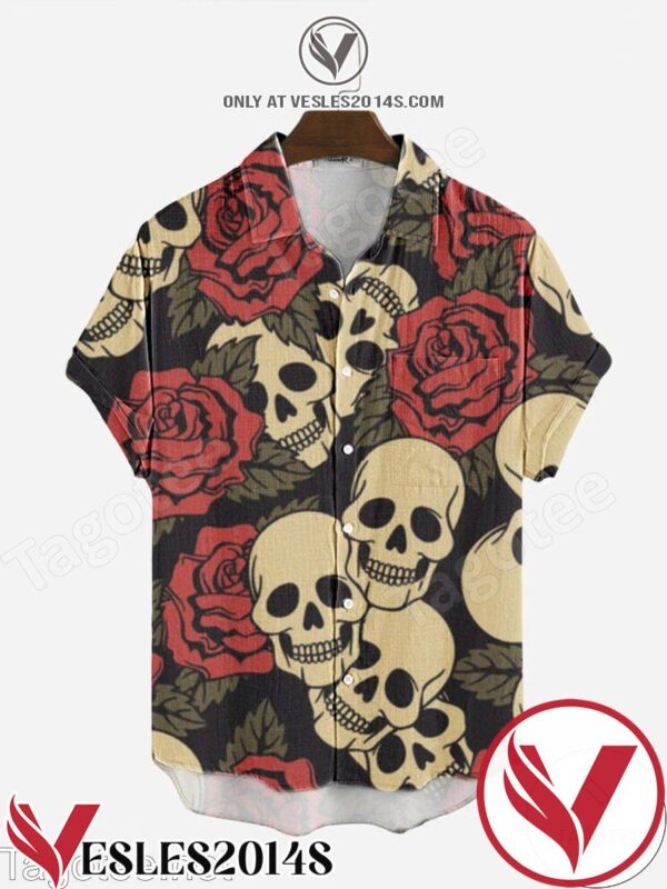 Skull And Rose Halloween Hawaiian Shirt, Unique Gifts For Friends - Vesles2014S 1