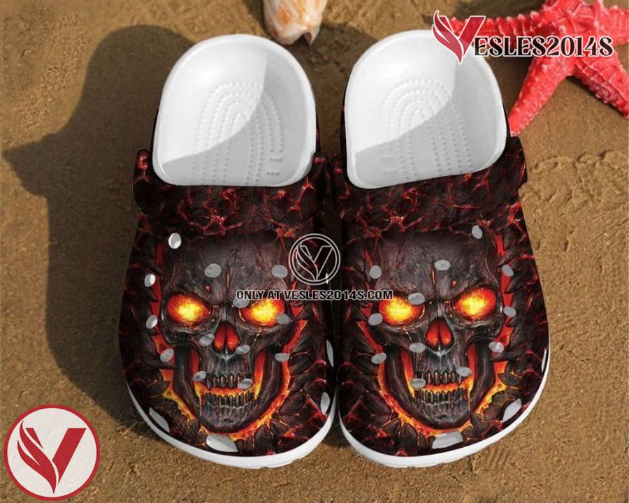 Skull Art Fire Motorcycle Lovers Gift For Motorcyclist Him Her Cool Clog Shoes, Unique Gift From  Vesles2014S