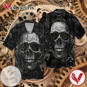 Skull Black 3 For Men And Women Graphic Print Short Sleeve Hawaiian Casual Shirt Vesles2014S