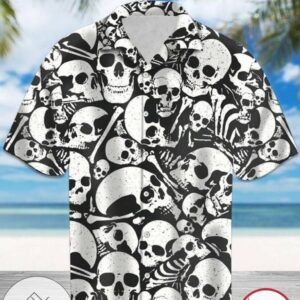 Skull Black For men And Women Graphic Print Short Sleeve Hawaiian Casual Shirt Vesles2014S