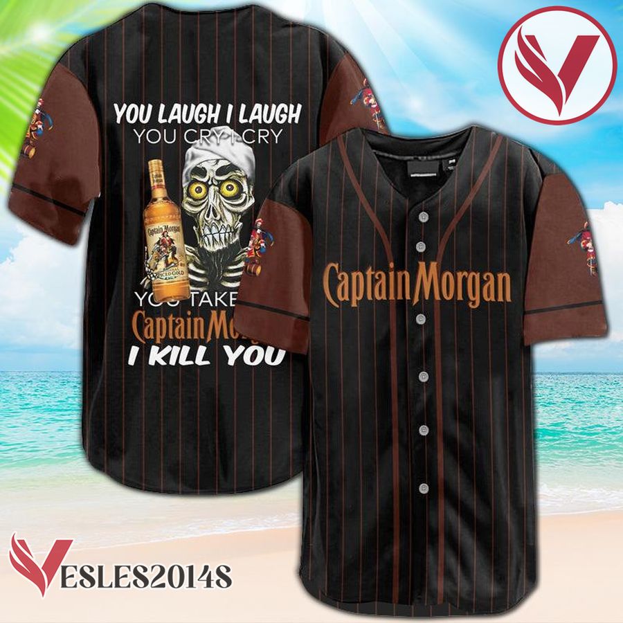 Skull Captain Morgan Whiskey Baseball Jersey, Perfect Gifts For Fans - Vesles2014S