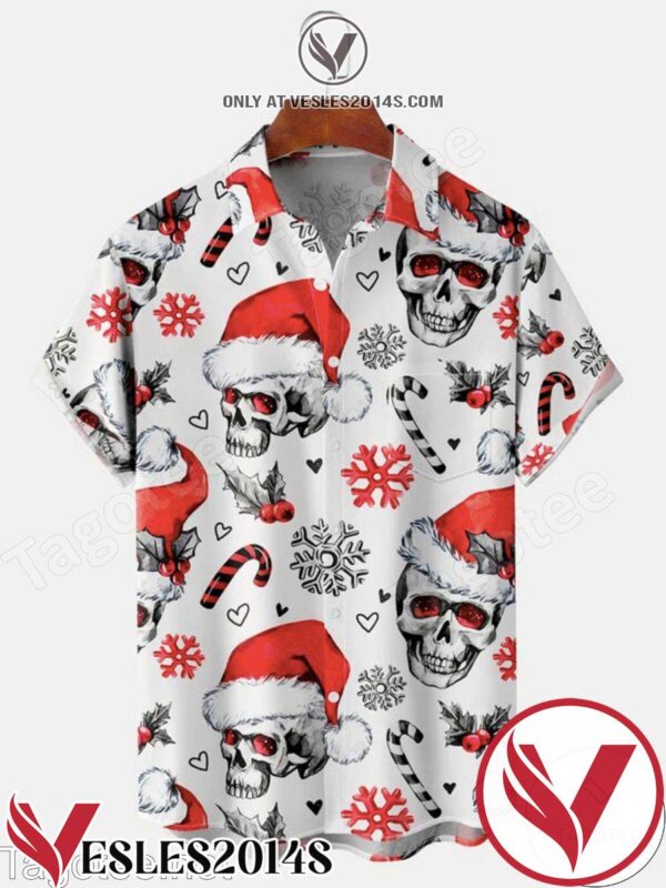 Skull Christmas Halloween Hawaiian Shirt, Unique Gifts For Friends - Vesles2014S 1