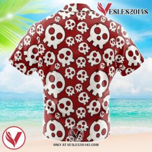 Skull Emblem Fire Force Hawaiian Button Up Shirt, Perfect Gifts For Anime Lovers - Vesles2014S 1