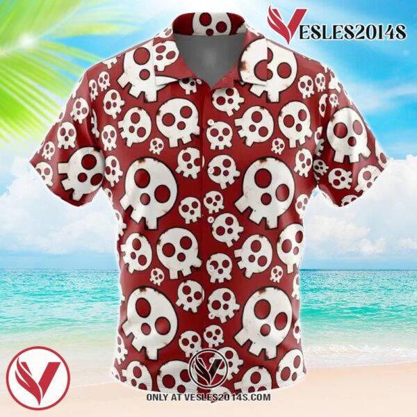 Skull Emblem Fire Force Hawaiian Button Up Shirt, Perfect Gifts For Anime Lovers - Vesles2014S