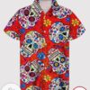 Skull Flower For men And Women Graphic Print Short Sleeve Hawaiian Casual Shirt Vesles2014S