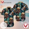 Skull Flower Hawaiian Graphic Print Short Sleeve Hawaiian Casual Shirt Vesles2014S