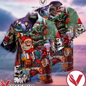 Skull Here Comes Santa Claus Christmas Unisex Hawaiian Shirt, Unique Gifts For Friends - Vesles2014S 1