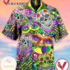 Skull Hippie 1 Print Short Sleeve Hawaiian Casual Shirt Vesles2014S