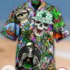 Skull Hippie Hawaiian Graphic Print Short Sleeve Hawaiian Casual Shirt Vesles2014S
