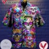 Skull Hippie Print Short Sleeve Hawaiian Casual Shirt Vesles2014S