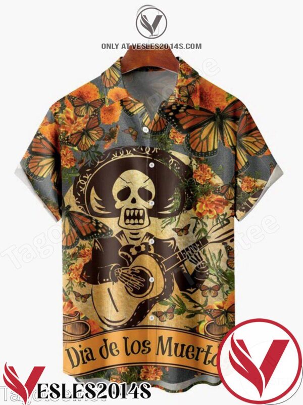 Skull Play Guitar Dia De Los Muertos Halloween Hawaiian Shirt, Unique Gifts For Friends - Vesles2014S 1