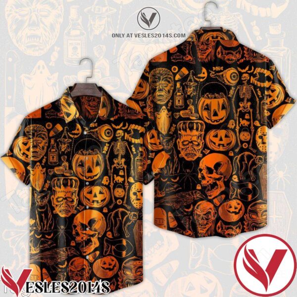 Skull Pumpkin Halloween Hawaiian Shirt, Unique Gifts For Friends - Vesles2014S 1