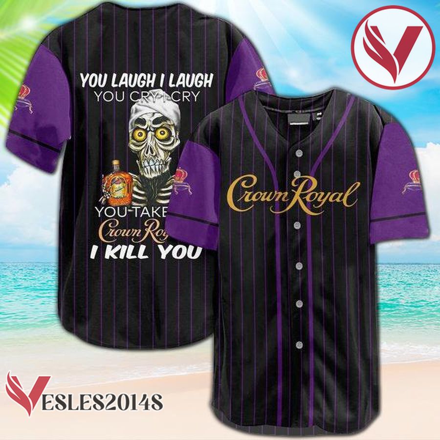 Skull Skeleton Crown Royal Baseball Jersey, Perfect Gifts For Fans - Vesles2014S