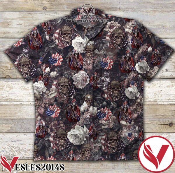 Skull Veteran And Rose Hawaiian Shirt, Unique Gifts For Friends - Vesles2014S 1