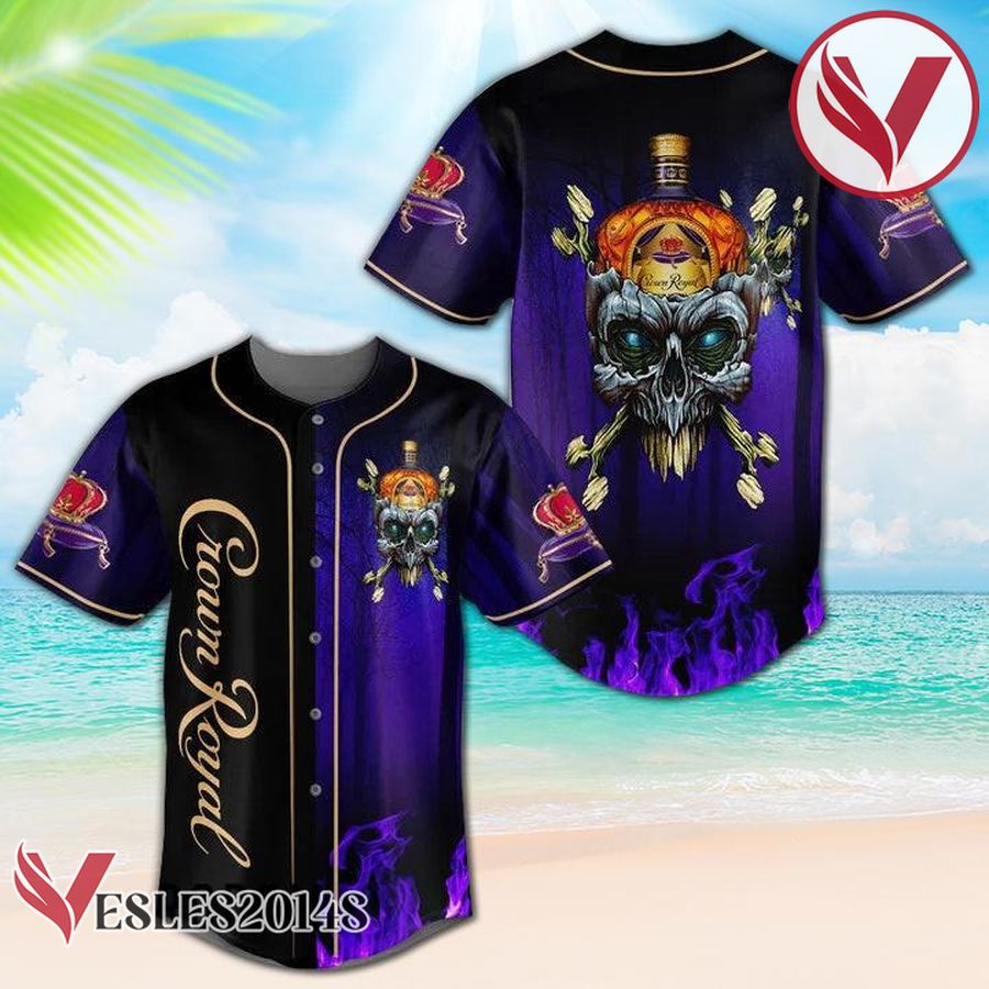 Skull With Crown Royal Baseball Jersey, Perfect Gifts For Fans - Vesles2014S
