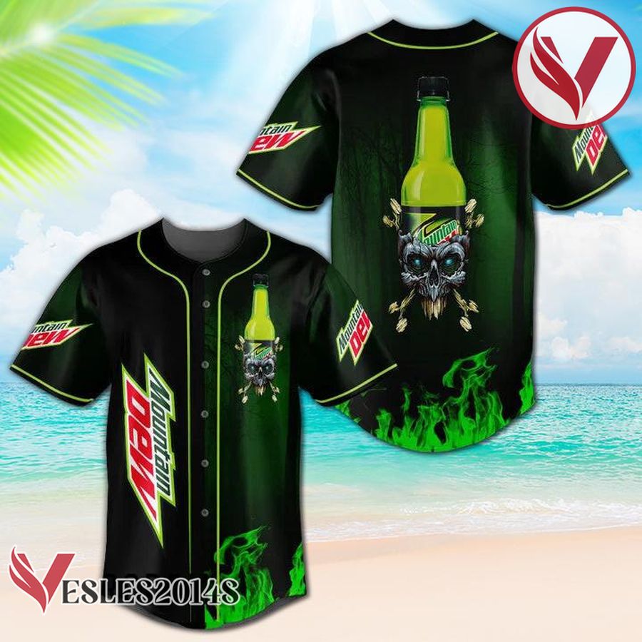 Skull With Mountain Dew Baseball Jersey, Perfect Gifts For Fans - Vesles2014S