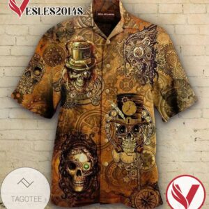 Skull apparatus Hawaiian Graphic Print Short Sleeve Hawaiian Casual Shirt Vesles2014S