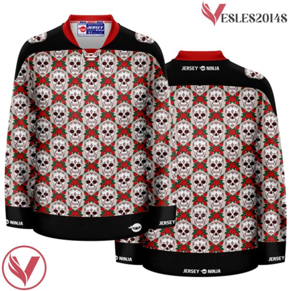 Skulls & Roses Ugly Pattern Dia De Los Muertos Sweater Holiday Jersey - Vesles2014S