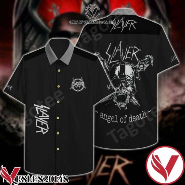 Slayer Angel Of Death Black Hawaiian Shirt, Unique Gifts For Friends - Vesles2014S 1
