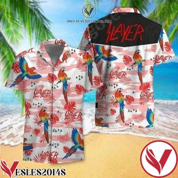 Slayer Colorful Parrot Macaw Leaf Print Hawaiian Shirt, Unique Gifts For Friends - Vesles2014S 1