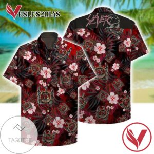 Slayer Hawaiian Graphic Print Short Sleeve Hawaiian Casual Shirt Vesles2014S