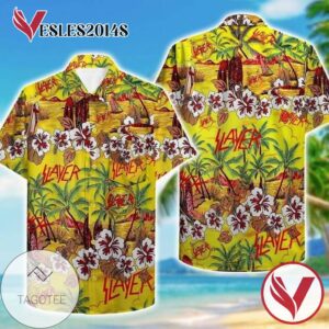 Slayer Hawaiian II Graphic Print Short Sleeve Hawaiian Casual Shirt Vesles2014S