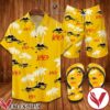 Slayer Palm Yellow Combo Hawaiian Shirt, Beach Shorts And Flip Flop, Unique Gifts For Friends - Vesles2014S 1