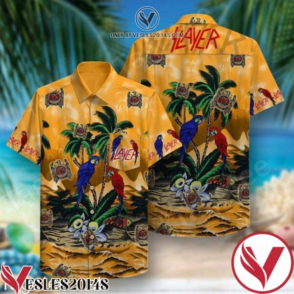 Slayer Parrot Flowers Hawaiian Shirt, Unique Gifts For Friends - Vesles2014S 1