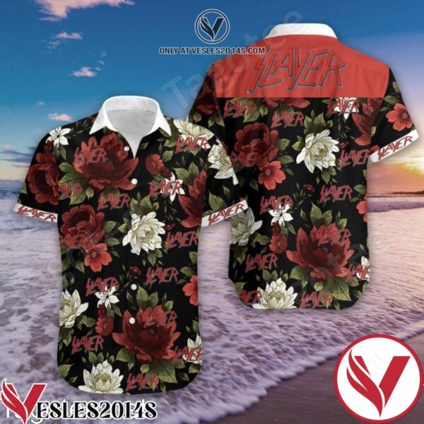 Slayer Peony Flower Black Hawaiian Shirt, Unique Gifts For Friends - Vesles2014S 1