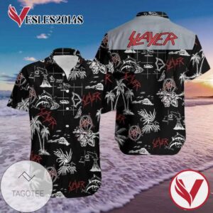 Slayer Rock Band Music Aloha Hawaiian Graphic Print Short Sleeve Hawaiian Casual Shirt Vesles2014S 1