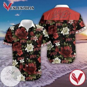 Slayer Rock Band Music Aloha II Hawaiian Graphic Print Short Sleeve Hawaiian Casual Shirt Vesles2014S 1