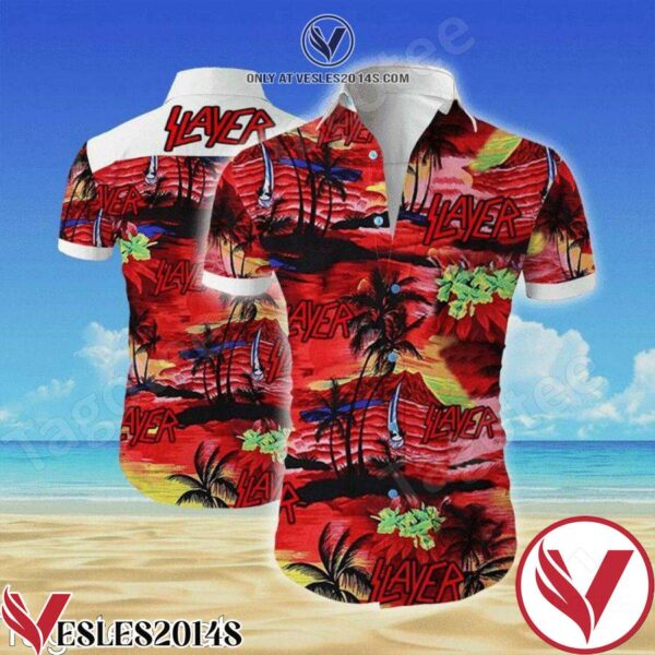 Slayer Rock Band Music Tropical In Sunset Red Hawaiian Shirt, Unique Gifts For Friends - Vesles2014S 1
