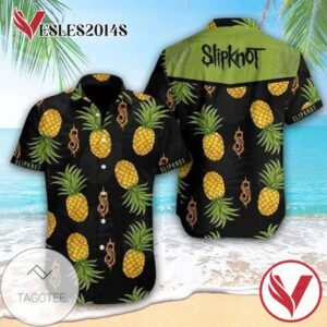 Slipknot Pineapple Tropical Hawaiian Graphic Print Short Sleeve Hawaiian Casual Shirt Vesles2014S