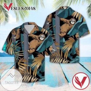 Sloth Hawaiian II Graphic Print Short Sleeve Hawaiian Casual Shirt Vesles2014S 1