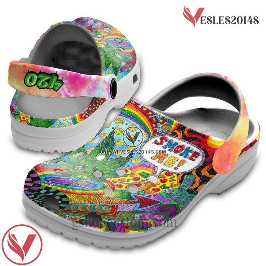 Smoke Me 420 Hippie Shoes – Funny Rainbow Weed clogs For Friends – Smoke-2Hp, Unique Gift From Vesles2014S 2