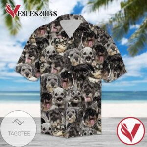 Snauzcher Dogs Hawaiian Graphic Print Short Sleeve Hawaiian Casual Shirt Vesles2014S