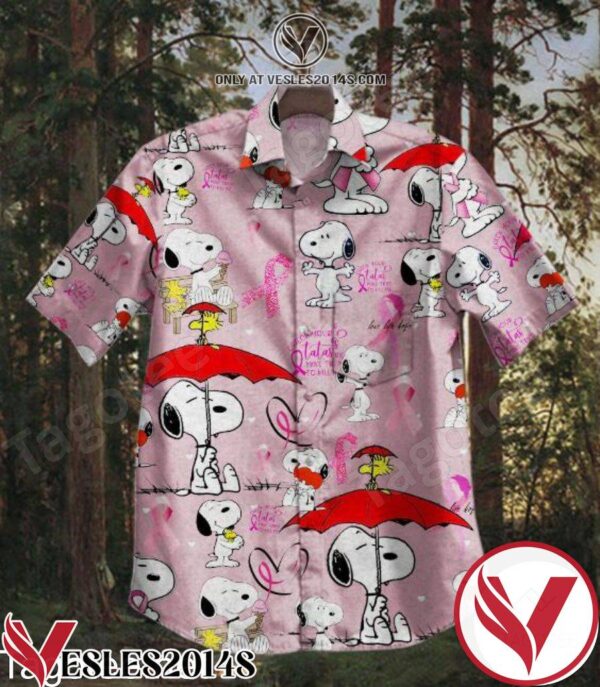Snoopy Breast Cancer Awareness Hawaiian Shirt, Unique Gifts For Friends - Vesles2014S 1