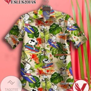 Snoopy Graphic Print Short Sleeve Hawaiian Casual Shirt Vesles2014S